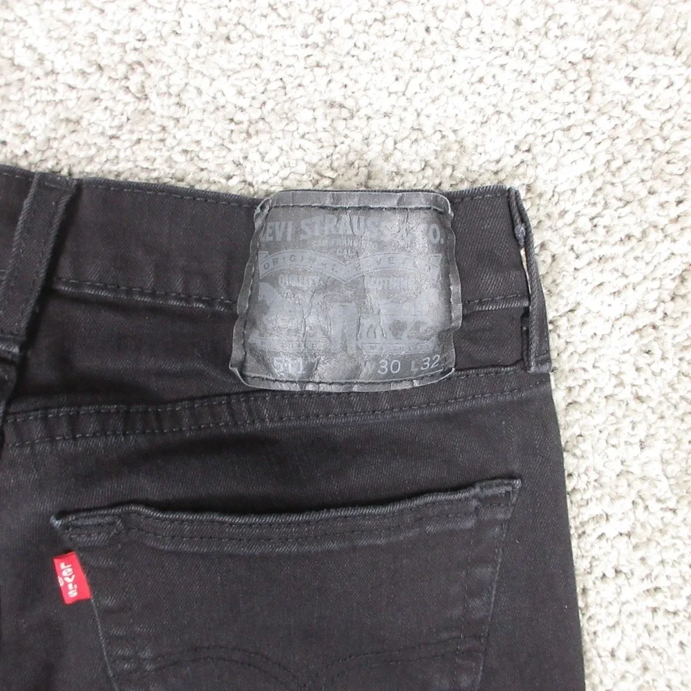Levis Jeans Mens 30x32 Black 511 Slim Straight Cotton Blend‎ Zip Fly Denim Pants